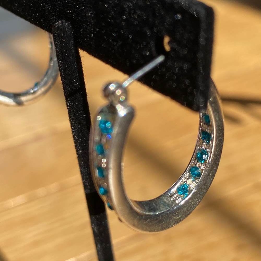 Silver inside outside hoop earrings